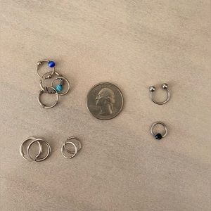 8 Pieces Sterling Silver Hoops & Body Jewelry
